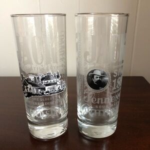 Jack Daniels Portrait Glass Set Etched Clear Tall Highball Whiskey Glasses